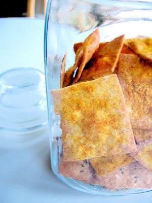 jar of sourdough crackers