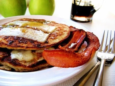 side shot of pancake breakfast 