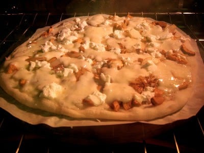 sourdough pizza baking in the oven