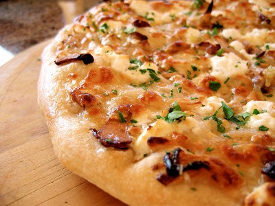 close up of crispy pizza crust