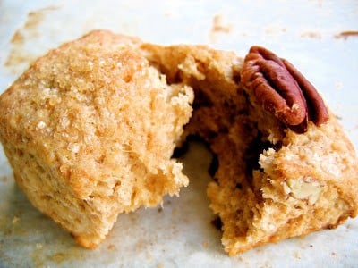 pecan scone pulled in half
