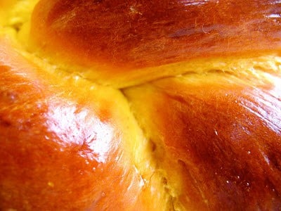 close up of challah bread