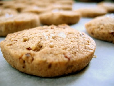 close up of pecan sables