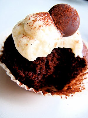 close up of chocolate cupcake 