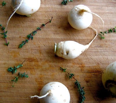 turnips on a table