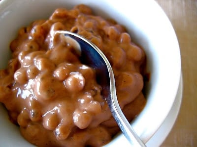 close up of chocolate tapioca pudding