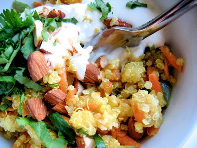 top down shot of curried quinoa