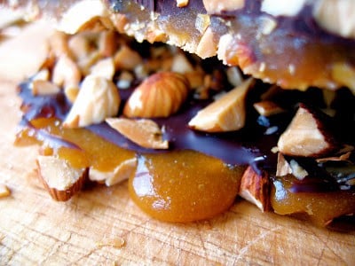toffee with filling oozing out