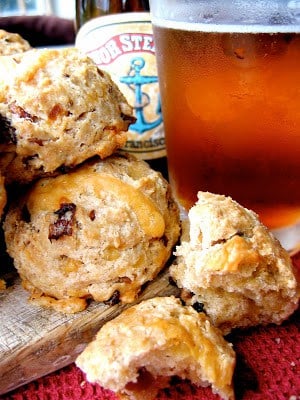 a stack of beer scones