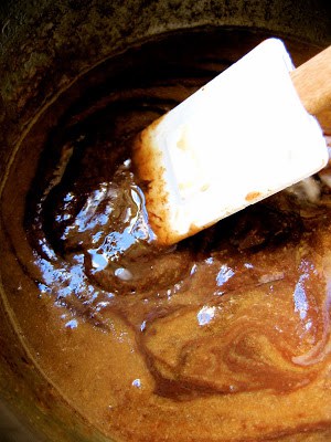 spatula stirring mix in a pot