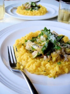 saffron risotto on plates