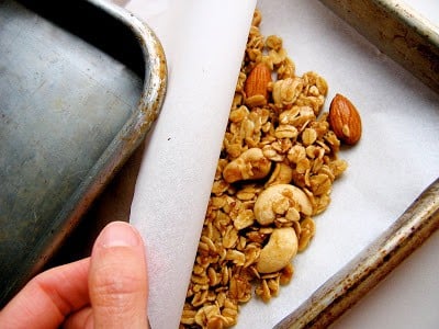 nuts on a parchment paper on a tray