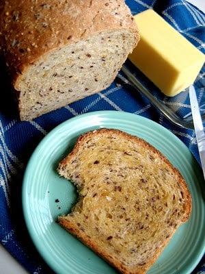 Multi-Grain Sandwich Bread on a plate