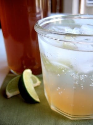 shot of tonic water in a glass on a tablr