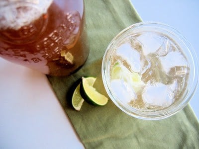 overhead shot of tonic water in a glass