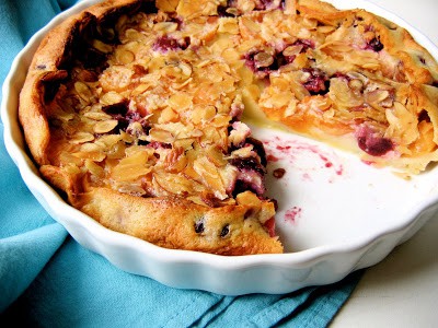 clafoutis with slice taken out
