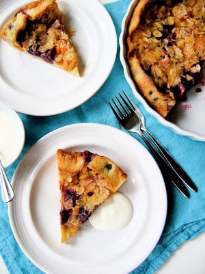 top down shot of clafoutis slices