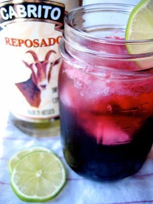 jar of hibiscus tequila spritzer