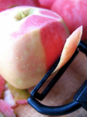 apples being peeled