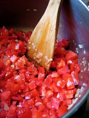 diced tomatoes in a pot