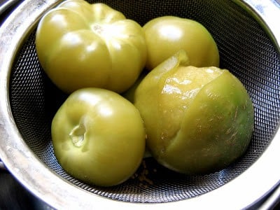 tomatillos in a sieve