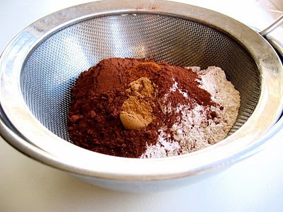 dry ingredients in a sieve