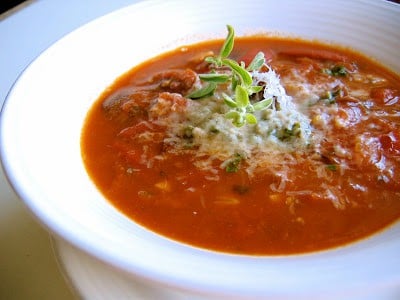 close up of tomato soup 