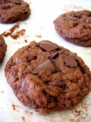 triple chocolate chile cookies on parchment