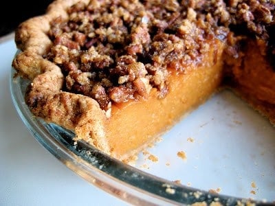 close up of sweet potato pie