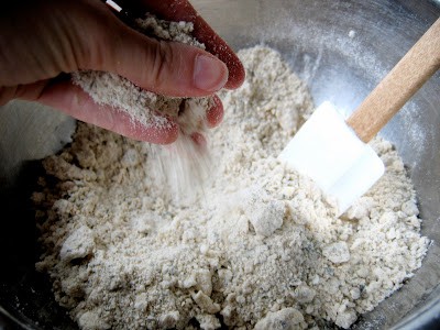 flour being mixed in a bowl