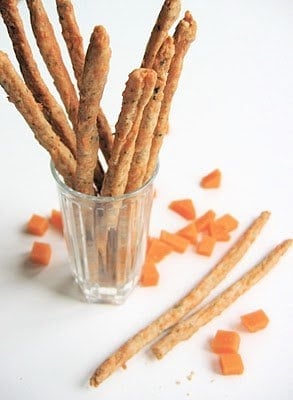 a glass full of cheese straws