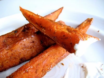 close up of oven fries 