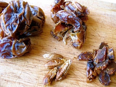 chopped dates on a board