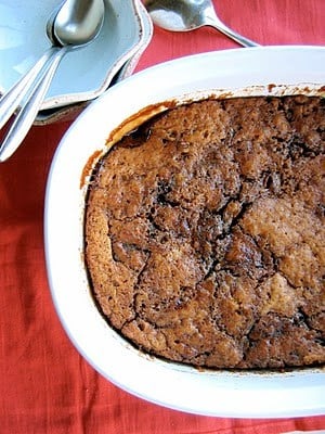 overhead shot of sticky date pudding 