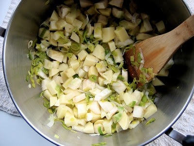 chopped vegetables in a pot