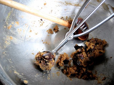 cookie dough in ice cream scoop 