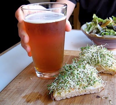 sourdough bread with a glass of beer 