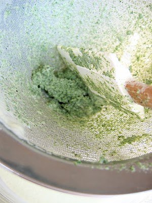 mint being pushed through a sieve 