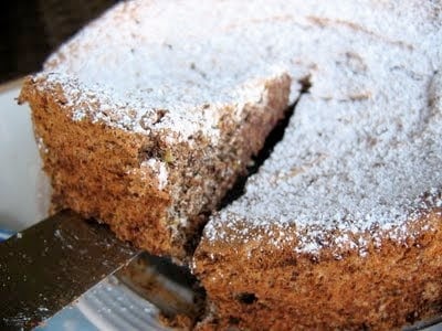 slice of torte being cut 