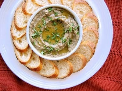 top down shot of lentil walnut vegan pate 