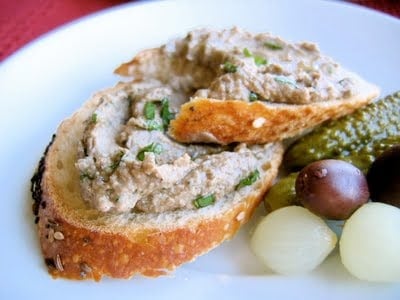 walnut lentil pate on crostini