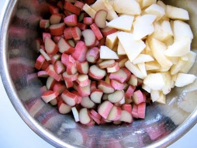 chopped apples and rhubarb 
