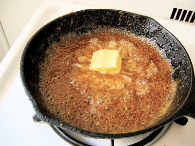 butter melting in a skillet 