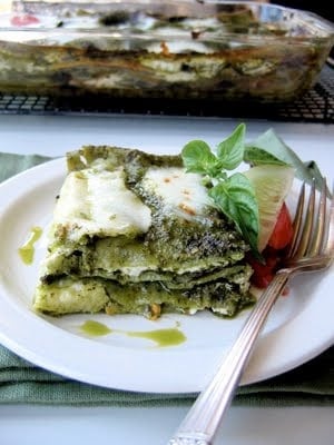 slice of zucchini pesto lasagna 