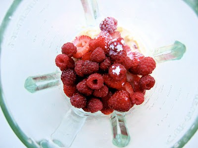 berries in a blender