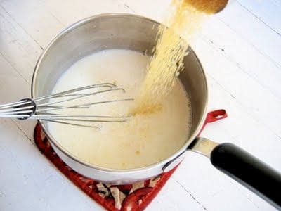 grits poured in a pot 