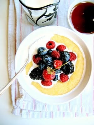 top down shot of berries and grits