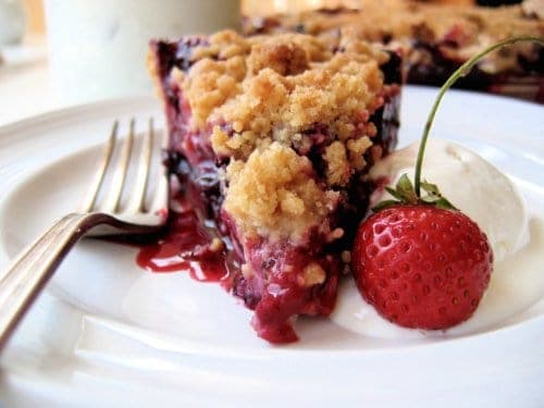 slice of berry crumble on plate