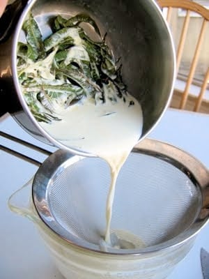 wet ingredients being sieved 