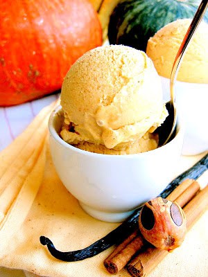 pumpkin ice cream with a spoon 